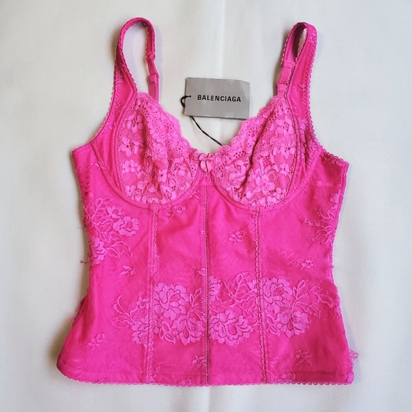🔥FINAL PRICE DROP🔥 NWD$2,150 Balenciaga Pink Lingerie Lace Scoop Back Tank Top - Picture 9 of 16